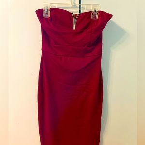 Red Strapless Dress with Gold accent